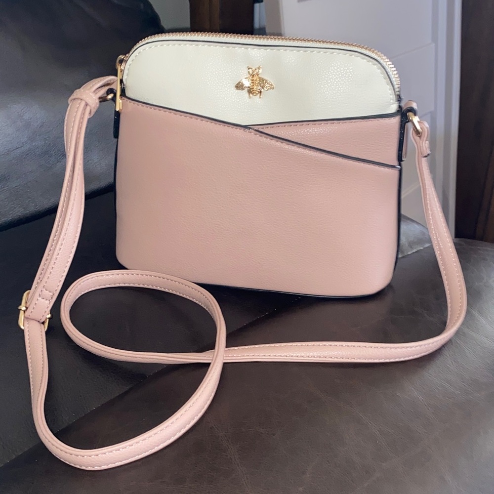 Pink and Cream Ophlid Bee Crossbody Bag